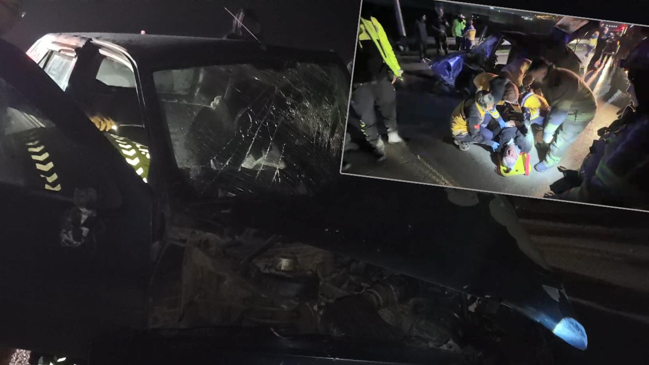 Feci kaza! Otomobil bariyerlere çarptı: 2 yaralı
