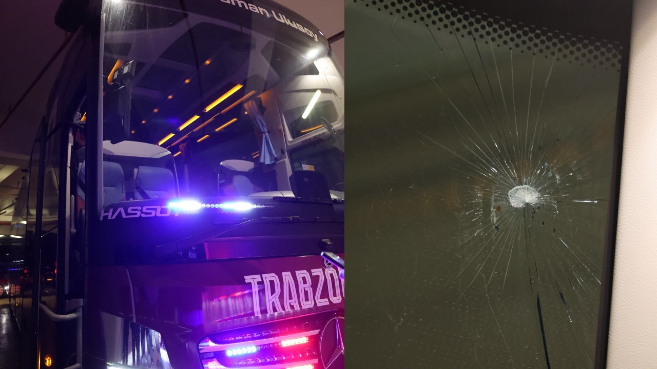 Trabzonspor takım otobüsüne taşlı saldırı!
