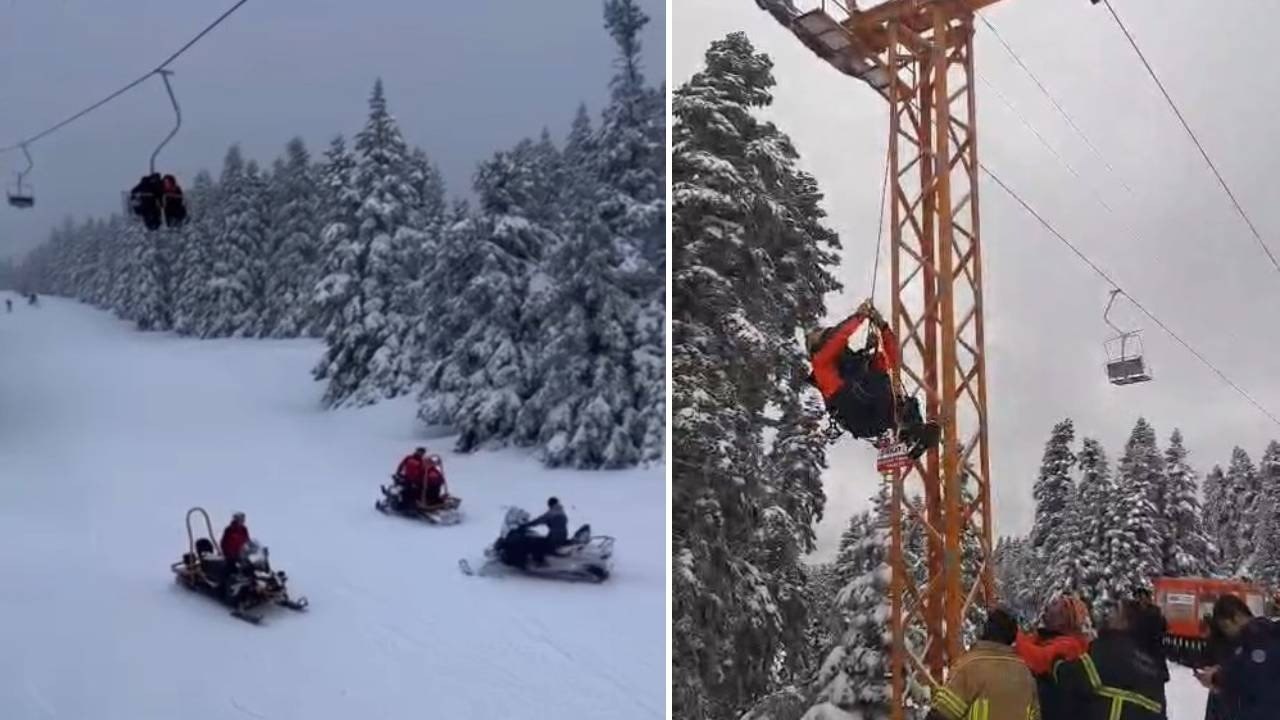 Uludağ'da korkutan arıza: Onlarca kişi havada mahsur kaldı