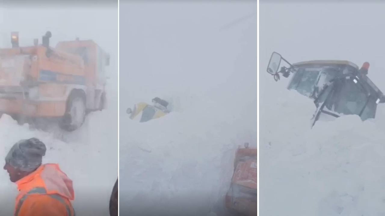 Ardahan'da iş makinelerinin üzerine çığ düştü