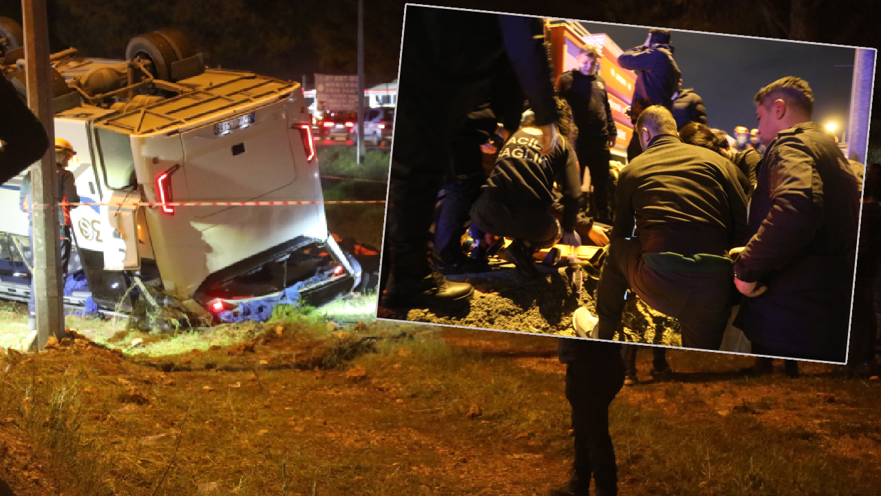 Antalya'da can pazarı! İnfaz koruma memurlarının aracı şarampole yuvarlandı