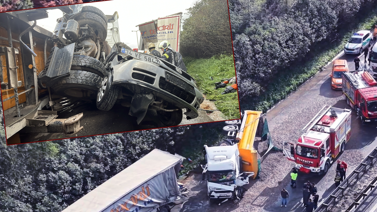 TEM Otoyolu'nda korkunç kaza! 2 TIR, tanker ve otomobil çarpıştı: Ölüler var