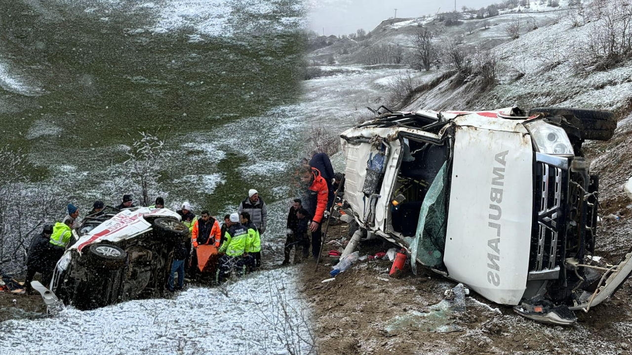 Korkunç kaza! Hasta taşıyan ambulans uçuruma yuvarlandı: Ölü ve yaralılar var