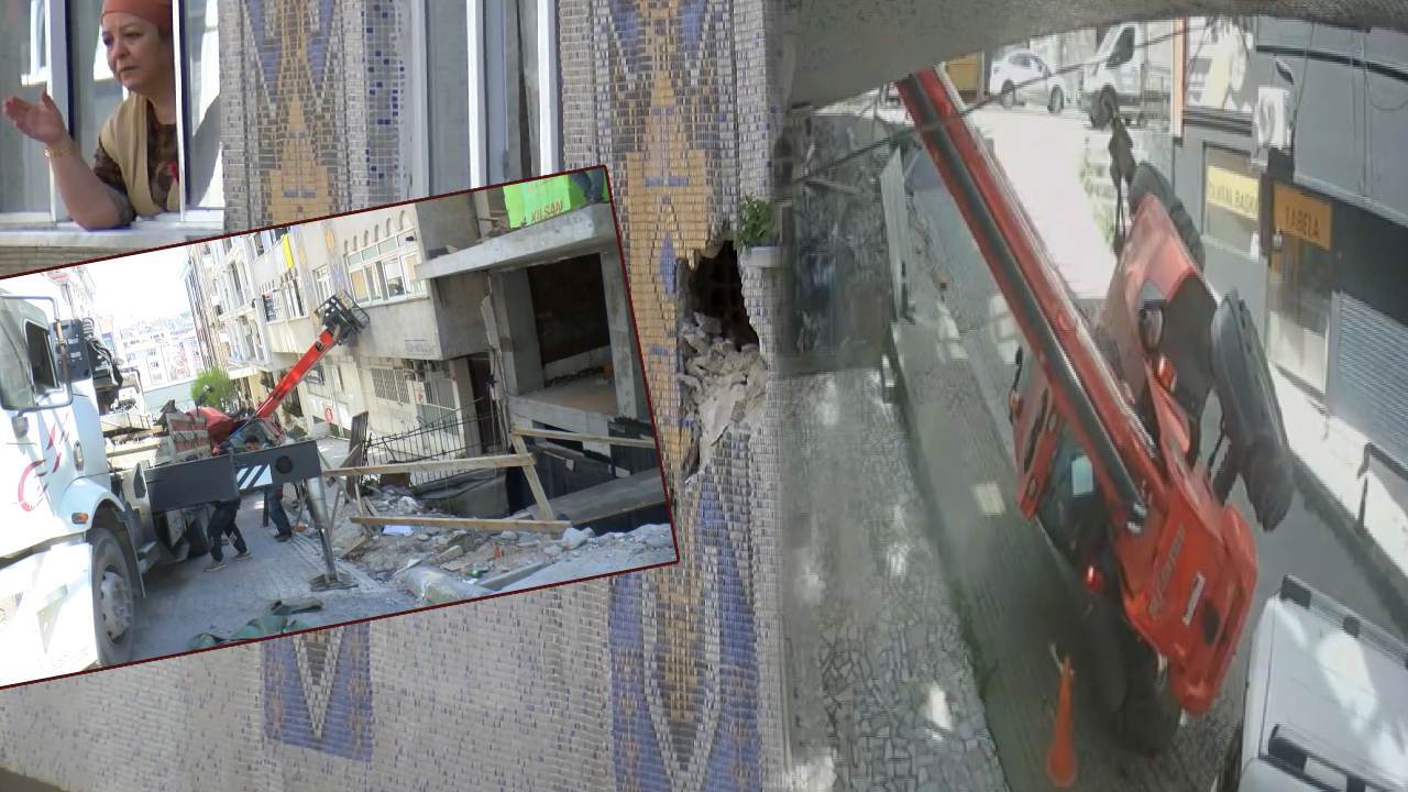 Facia kıl payı atlatıldı! İş makinesi önüne ne kattıysa ezdi geçti