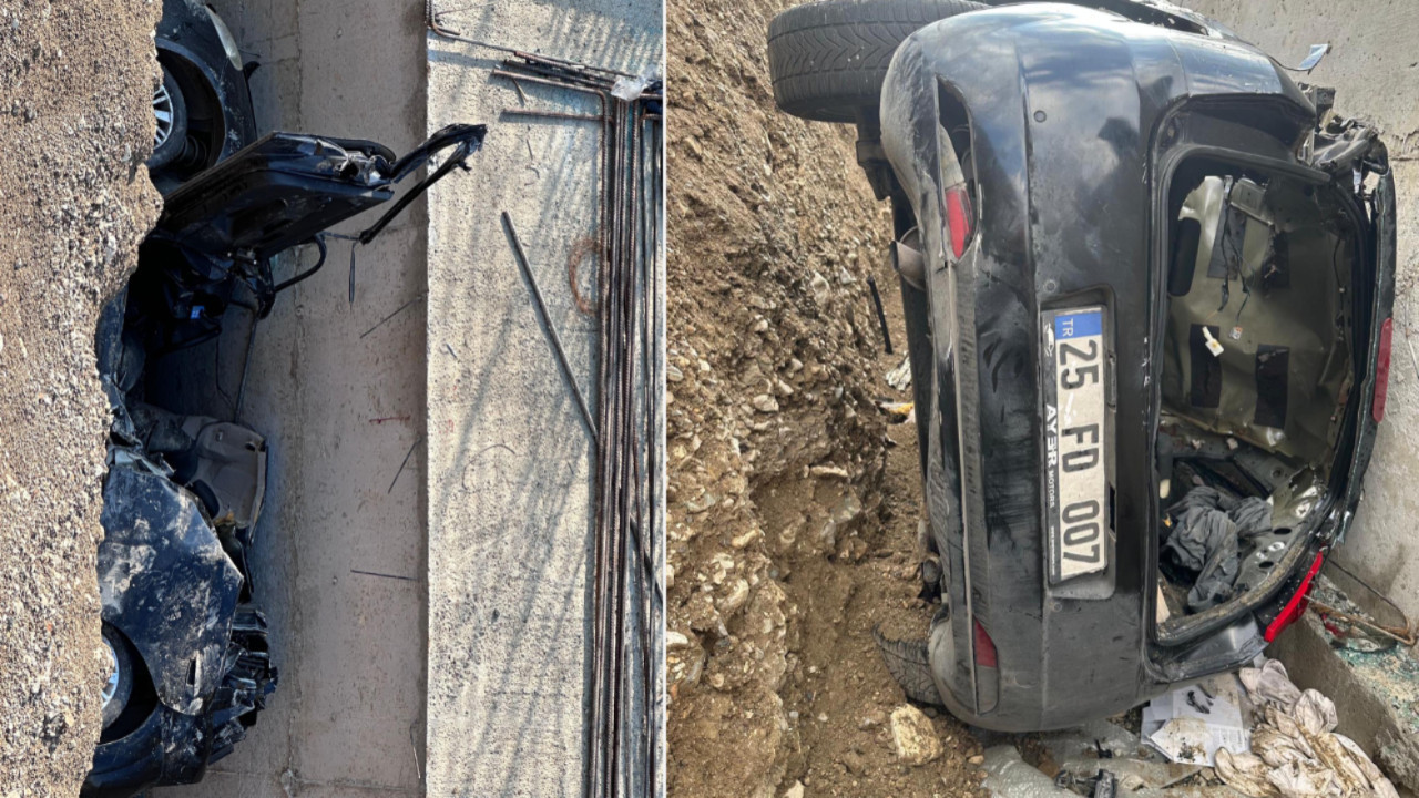 Katliam gibi kaza! Otomobil 5 metre yükseklikten y…