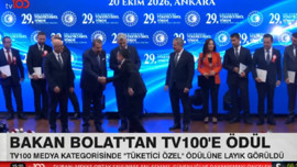 tv100’e Tüketici Özel Ödülü! Ödülü Bakan Ömer Bolat takdim etti