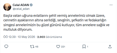 MHP'li Celal Adan'dan Anneler G&uuml;n&uuml; mesajı