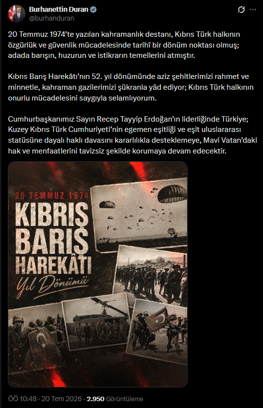 İletişim Başkanı Duran'dan Kıbrıs mesajı! "Mavi Vatan tavizsiz şekilde korunmaya devam edecek"