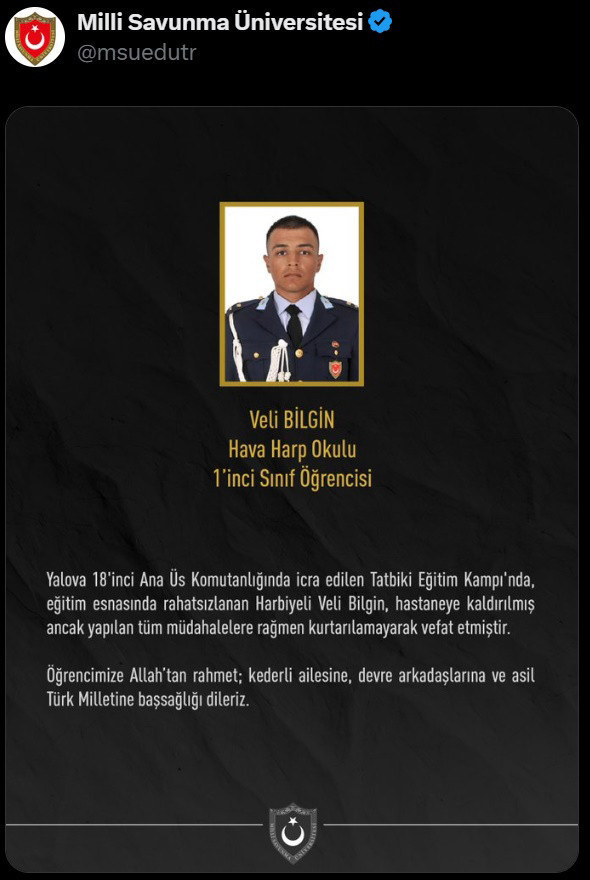 Yalova'da acı olay! Hava Harp Okulu öğrencisi şehit oldu - Resim : 2