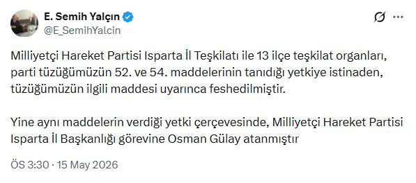 MHP'de bir il ve 13 ilçe teşkilatı feshedildi!
