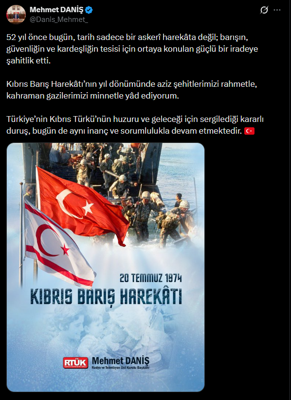 RTÜK Başkanı’ndan Kıbrıs mesajı! “Türkiye’nin kararlı duruşu devam ediyor”