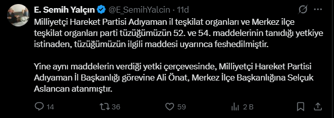 Semih Yalçın duyurdu! MHP'de bir teşkilat daha feshedildi
