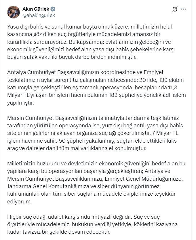 İki ilde dev yasa dışı bahis operasyonu! 233 gözaltı