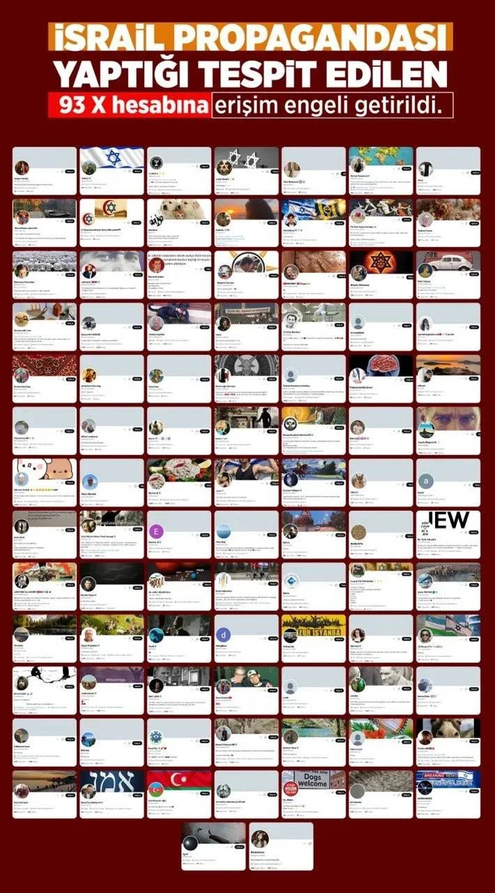 İsrail propagandası ve dezenformasyona ge&ccedil;it yok! 93 hesaba erişim engeli getirildi