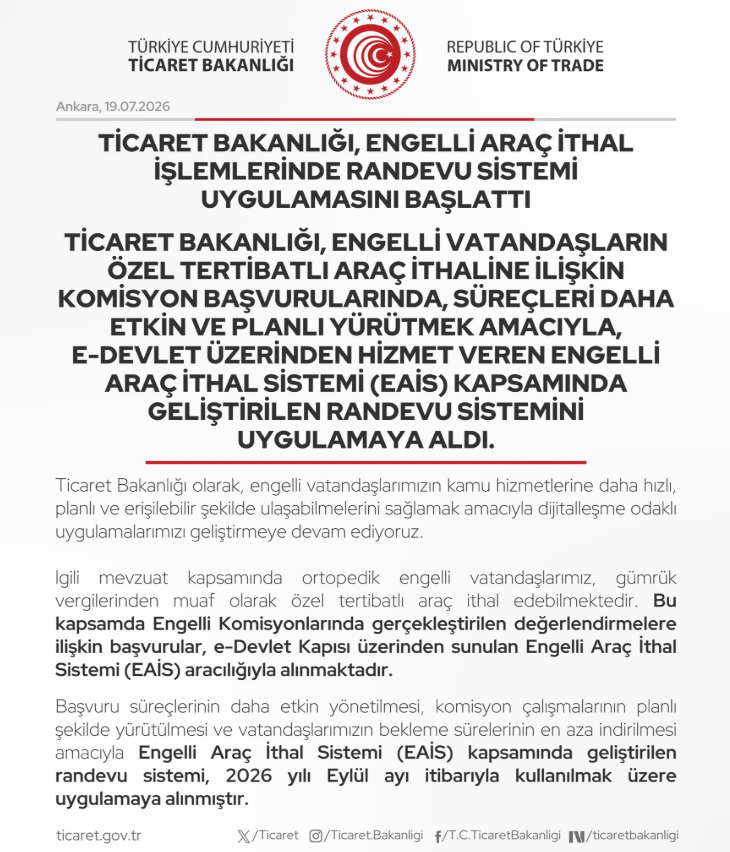 Ticaret Bakanlığı duyurdu! Engelli vatandaşlara dijital kolaylık getirildi