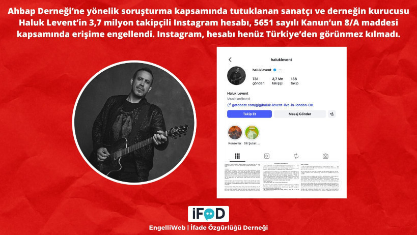 Ahbap soruşturmasında yeni gelişme! Haluk Levent&rsquo;in Instagram hesabına erişim engeli