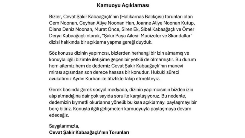 Cevat Şakir'in torunları NOW'daki Şakir Paşa Ailesi: Mucizeler ve Skandallar dizisi  için düğmeye bastı! Kabaağaçlı ailesi rahatsız oldu