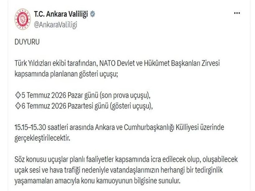 Ankaralılar panik yapmayın! Valilik açıkladı: Onlar Türk Yıldızları...