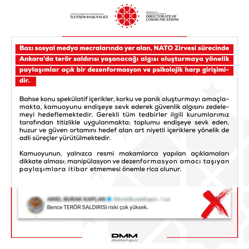 NATO Zirvesi öncesi yayılan iddialara DMM'den yalanlama: Psikolojik harp girişimi
