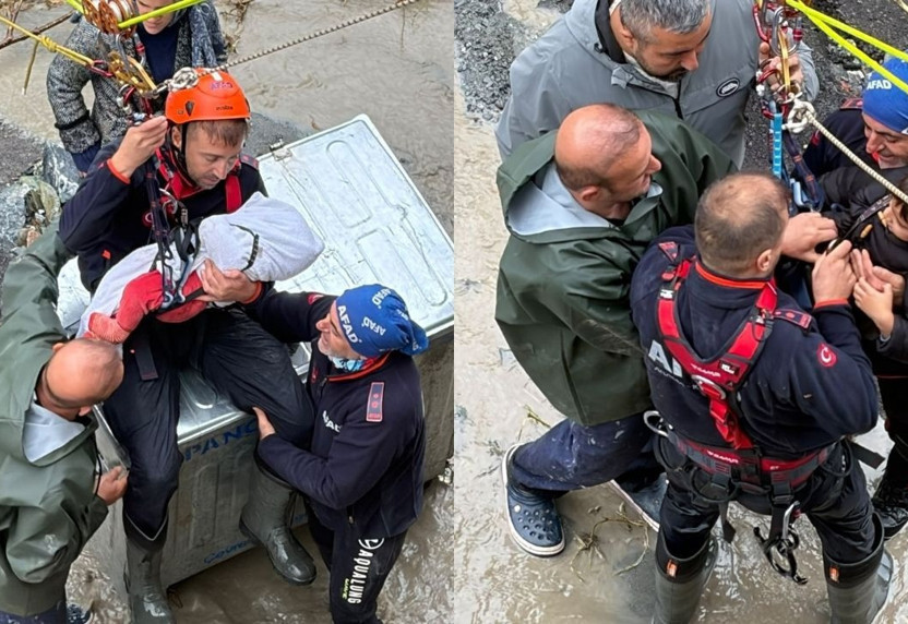 Önce selden kurtardı, sonra yeniden uyuttu! AFAD personelinden unutulmaz an